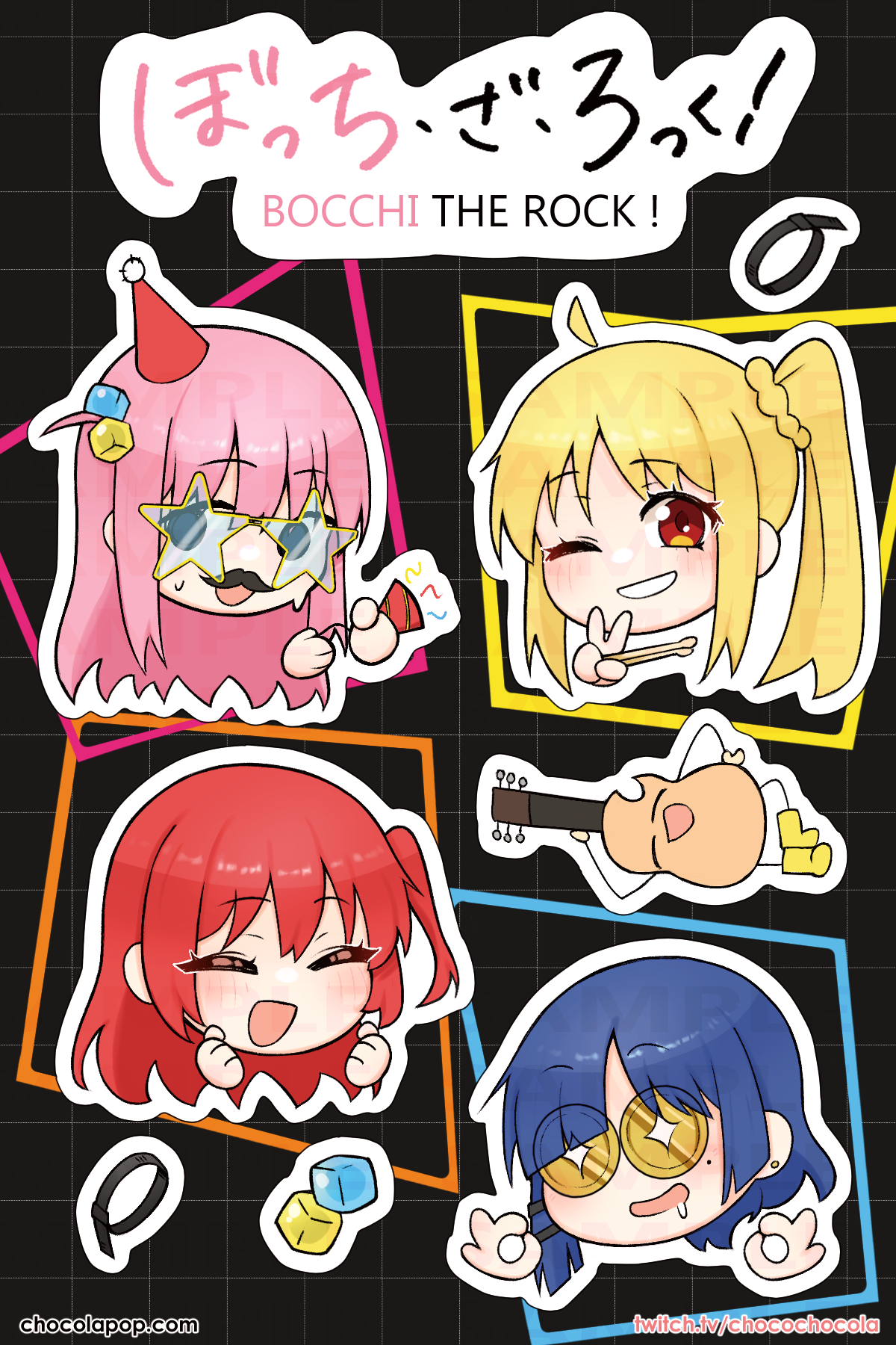 Bocchi the Rock! Kessoku Band 4x6 Sticker Sheet – ミノミノ